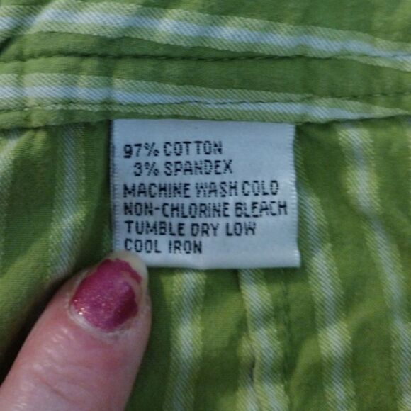 VTG 80s Lime Green Striped High Waist Stretch Mom Capri Pants SZ 8 - Picture 13 of 13